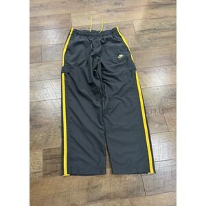 Vintage Y2k Nike Wide Leg Baggy Track Pants Grey Yellow Striped 32x32 XL Lined